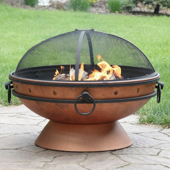 Cauldron Steel Wood Burning Fire Pit with Spark Screen - Deals Kiosk