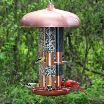 Copper Finish Triple Tube Bird Feeder - Deals Kiosk