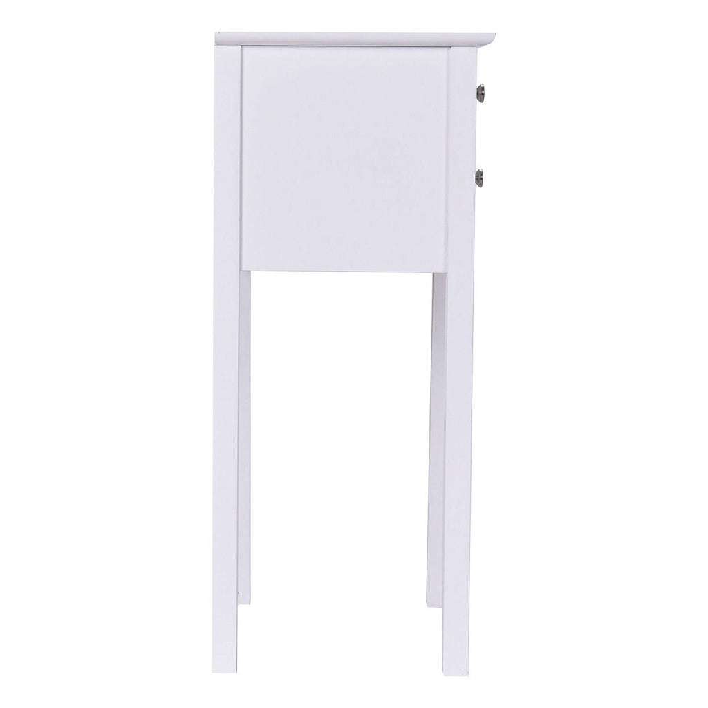 Elegant 2-Drawer End Table Nightstand Side Table in White Wood Finish - Deals Kiosk