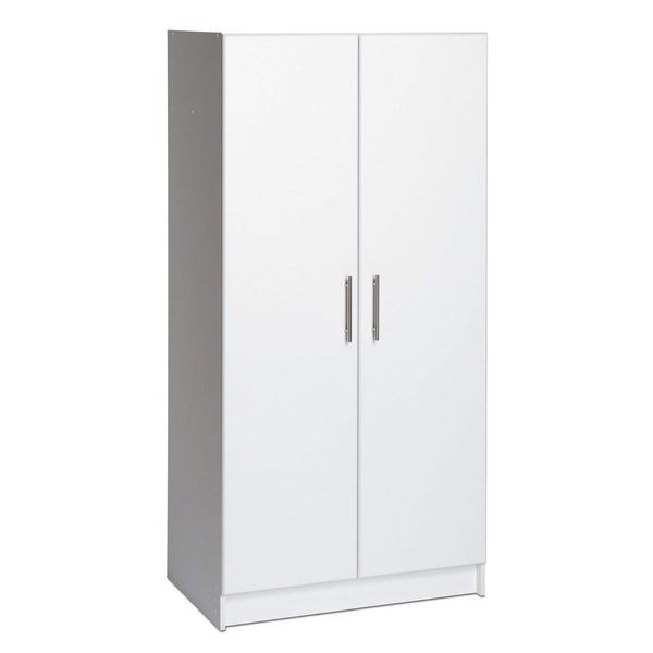 White 2-Door Wardrobe Cabinet with Hanging Rail and Storage Shelf - Deals Kiosk