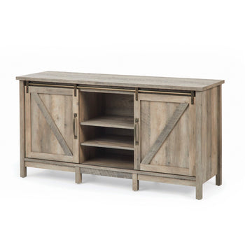 Rustic FarmHome TV Stand with Sliding Barn Panel Doors