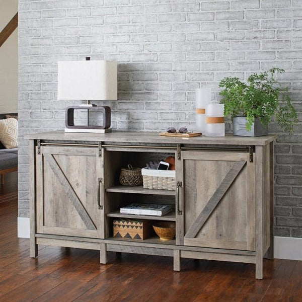 Rustic FarmHome TV Stand with Sliding Barn Panel Doors - Deals Kiosk