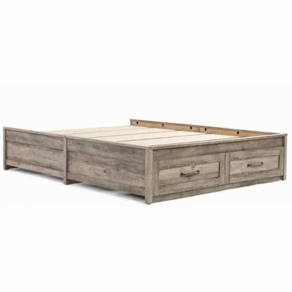 Rustic Farmhome Platform Under Bed Storage Drawers Queen Size