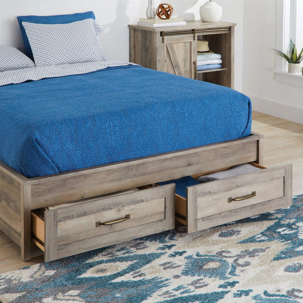 Rustic Farmhome Platform Under Bed Storage Drawers Queen Size - Deals Kiosk