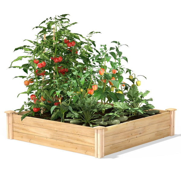 4ft x 4ft Outdoor Pine Wood Raised Garden Bed Planter Box - Made in USA