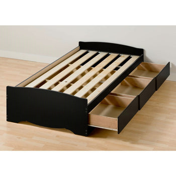 Twin XL Platform Bed Frame with 3 Storage Drawers in Black - Deals Kiosk