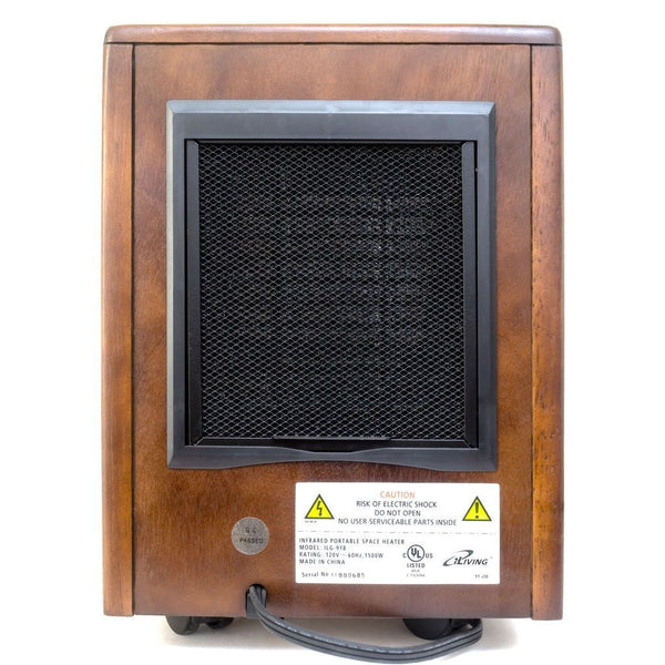 Infrared Space Heater 1500W with Remote w/ Dark Walnut Wood Cabinet - Deals Kiosk