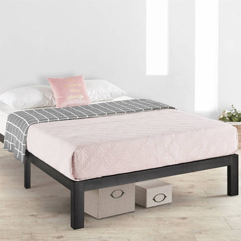 Queen size Metal Platform Bed Frame with 3.86 inch Wide Heavy Duty Steel Slats - Deals Kiosk