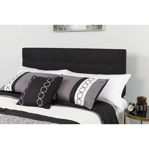 Queen size Modern Black Fabric Upholstered Panel Headboard - Deals Kiosk