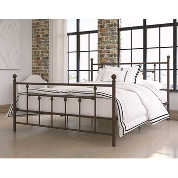Queen Metal Platform Bed Frame with Headboard and Footboard in Bronze Finish - Deals Kiosk