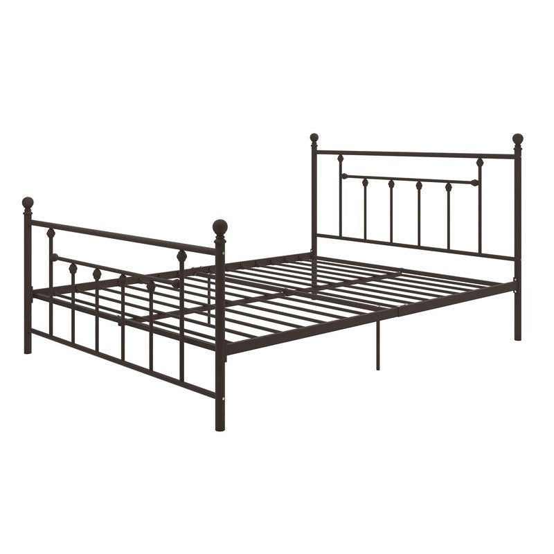 Queen Metal Platform Bed Frame with Headboard and Footboard in Bronze Finish - Deals Kiosk