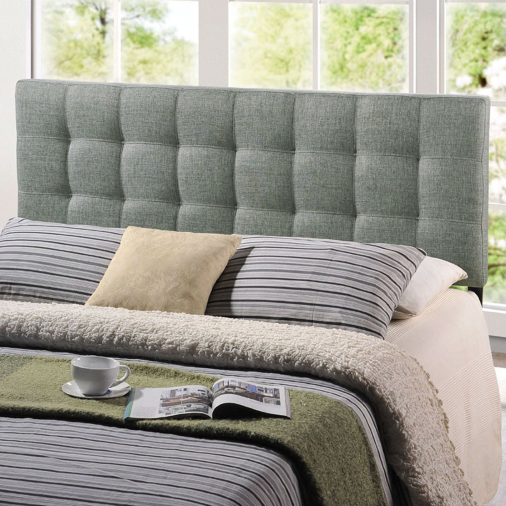 King size Grey Fabric Upholstered Headboard with Modern Tufting - Deals Kiosk