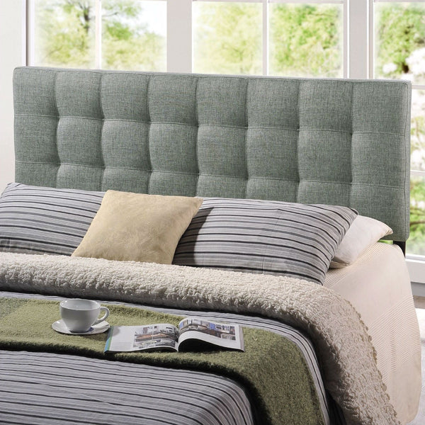 King size Grey Fabric Upholstered Headboard with Modern Tufting - Deals Kiosk