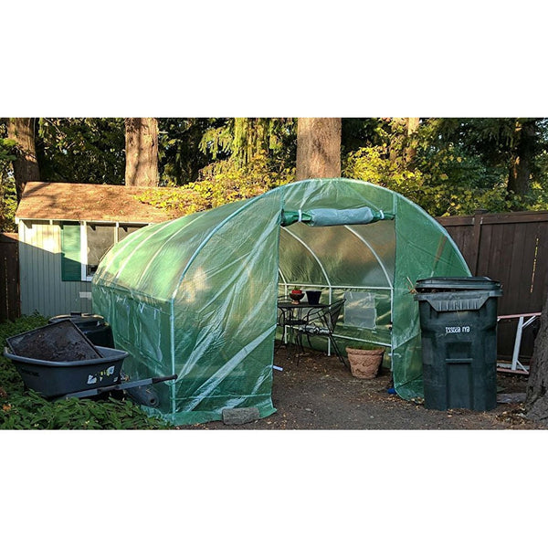 Greenhouse Kit 10 x 20 Ft with Heavy Duty Steel Frame and Green PE Cover - Deals Kiosk