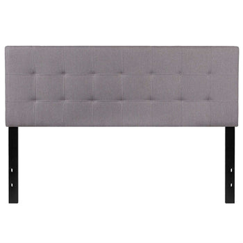 Queen size Modern Light Grey Fabric Upholstered Panel Headboard - Deals Kiosk