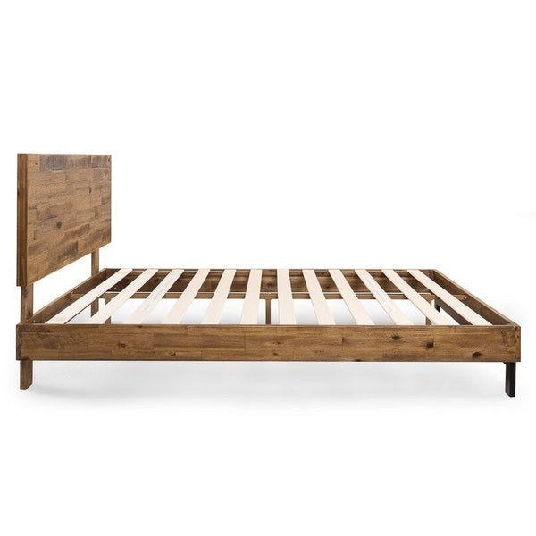 Rustic FarmHome Low Profile Pine Slatted Platform Bed in Queen - Deals Kiosk