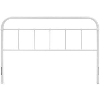 Queen size Vintage White Metal Headboard with Round Corners - Deals Kiosk