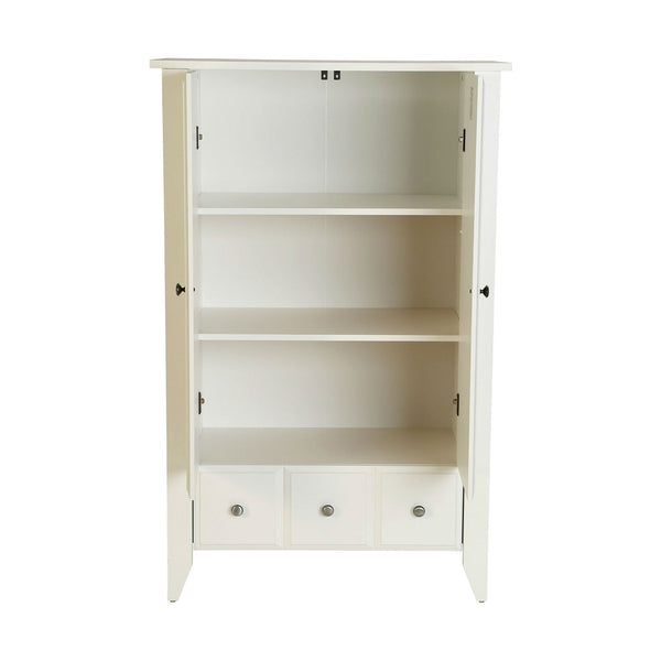Classic Bedroom Armoire Wardrobe Cabinet in Soft White Wood Finish - Deals Kiosk
