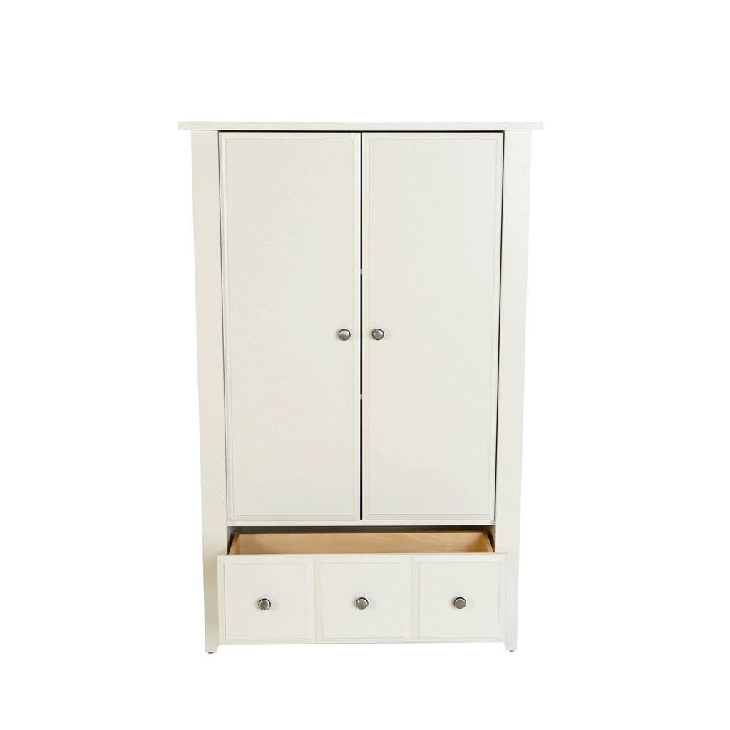Classic Bedroom Armoire Wardrobe Cabinet in Soft White Wood Finish - Deals Kiosk