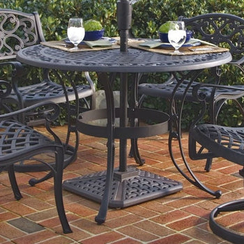 42-inch Round Black Metal Outdoor Patio Dining Table with Umbrella Hole - Deals Kiosk