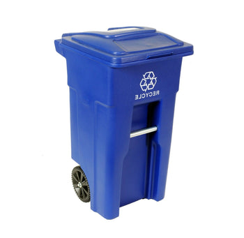 32 Gallon Blue Commercial Heavy-Duty Rollout Recycler Trash Can Container