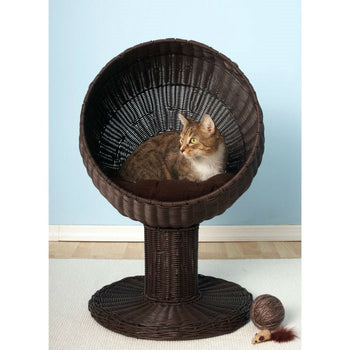 Fancy Cat Espresso Wicker Modern Cat Bed Lounge - Deals Kiosk