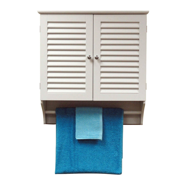 Wall Mounted Bathroom Cabinet with Shelves and Towel Bar in White - Deals Kiosk