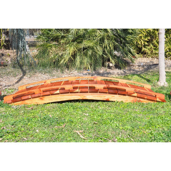 Asian Style Outdoor Functional 6-Ft Wooden Garden Bridge in Sealed Redwood - Deals Kiosk