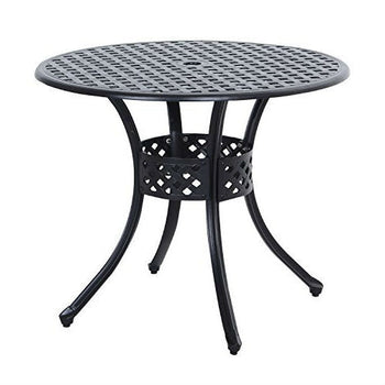 Round Metal 36-inch Outdoor Patio Table in Black Cast Aluminum - Deals Kiosk