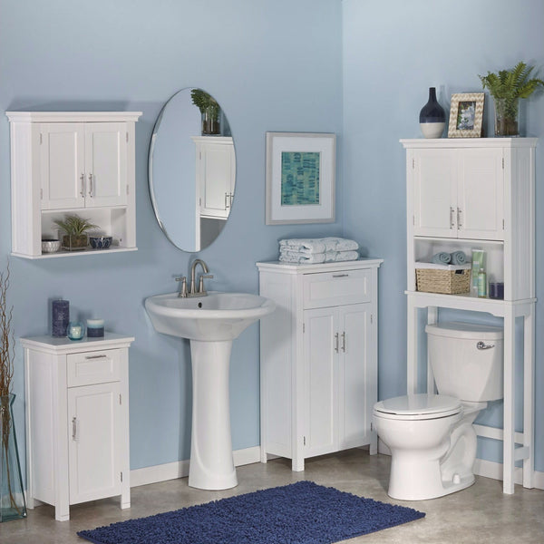 White Bathroom Wall Cabinet Cupboard with Open Shelf - Deals Kiosk
