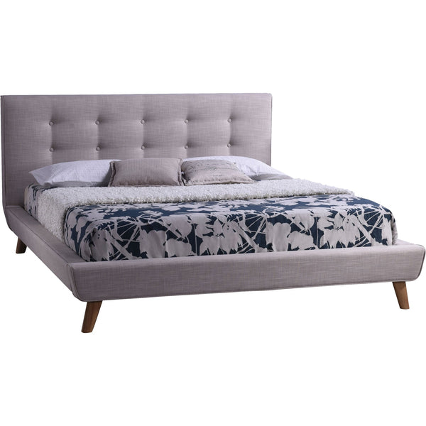 Queen size Mid-Century Style Beige Upholstered Platform Bed - Deals Kiosk