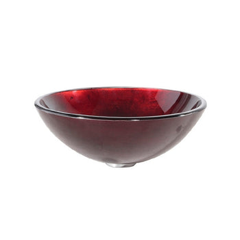 Round Red Tempered Glass Bowl Shape Vessel Bathroom Sink - Deals Kiosk