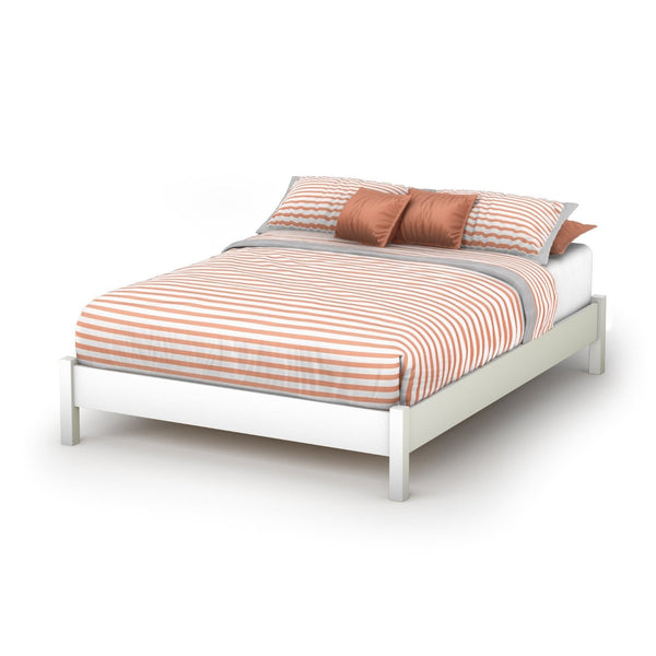 Full size Simple Platform Bed in White Finish - Modern Design - Deals Kiosk