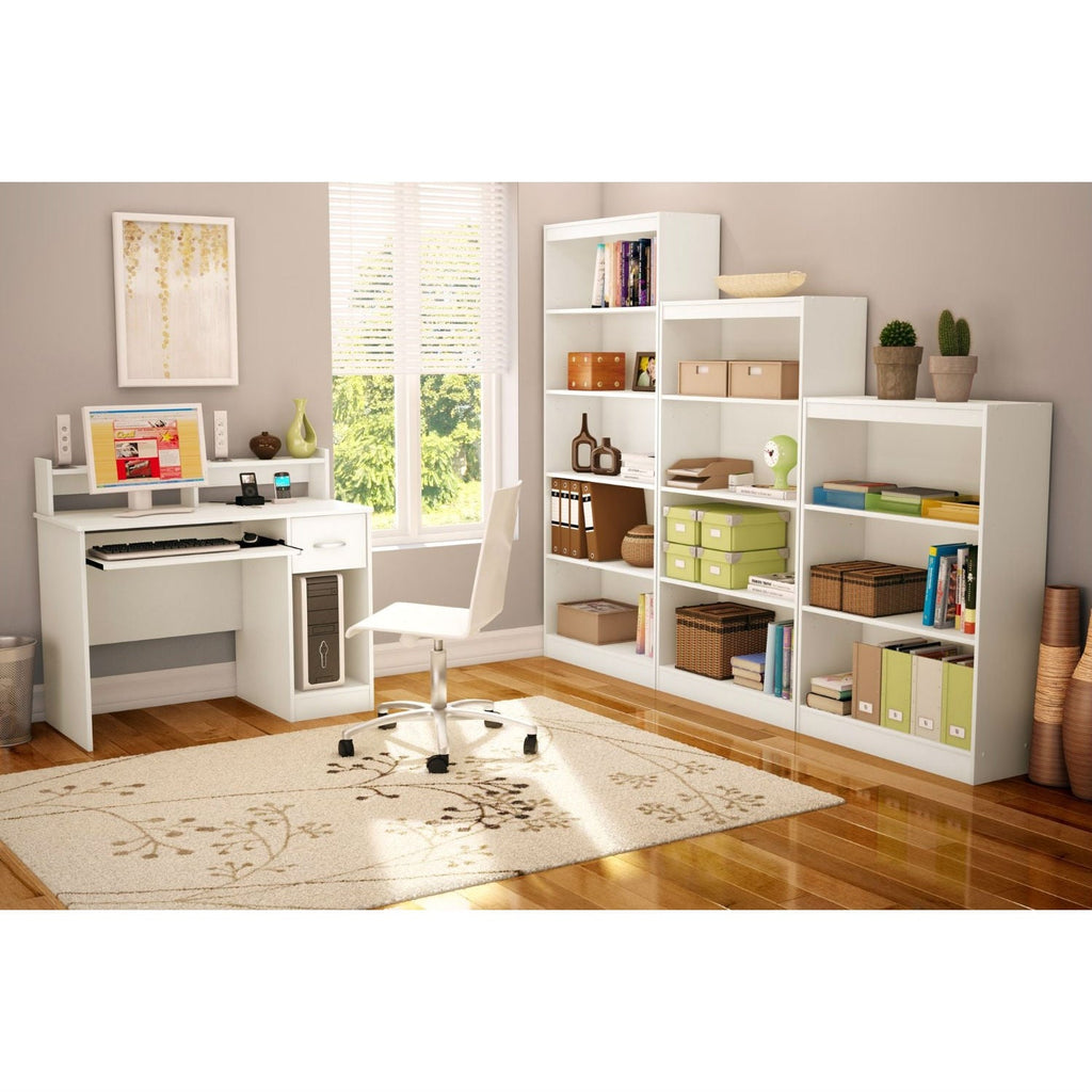 Contemporary Home Office Computer Desk in White Wood Finish - Deals Kiosk