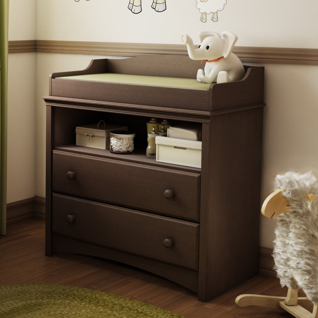 Baby Furniture 2 Drawer Diaper Changing Table in Espresso - Deals Kiosk