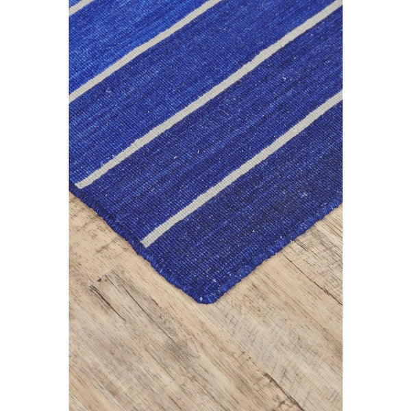 5' X 8' Striped Hand-Tufted Wool/Cotton Blue Area Rug - Deals Kiosk