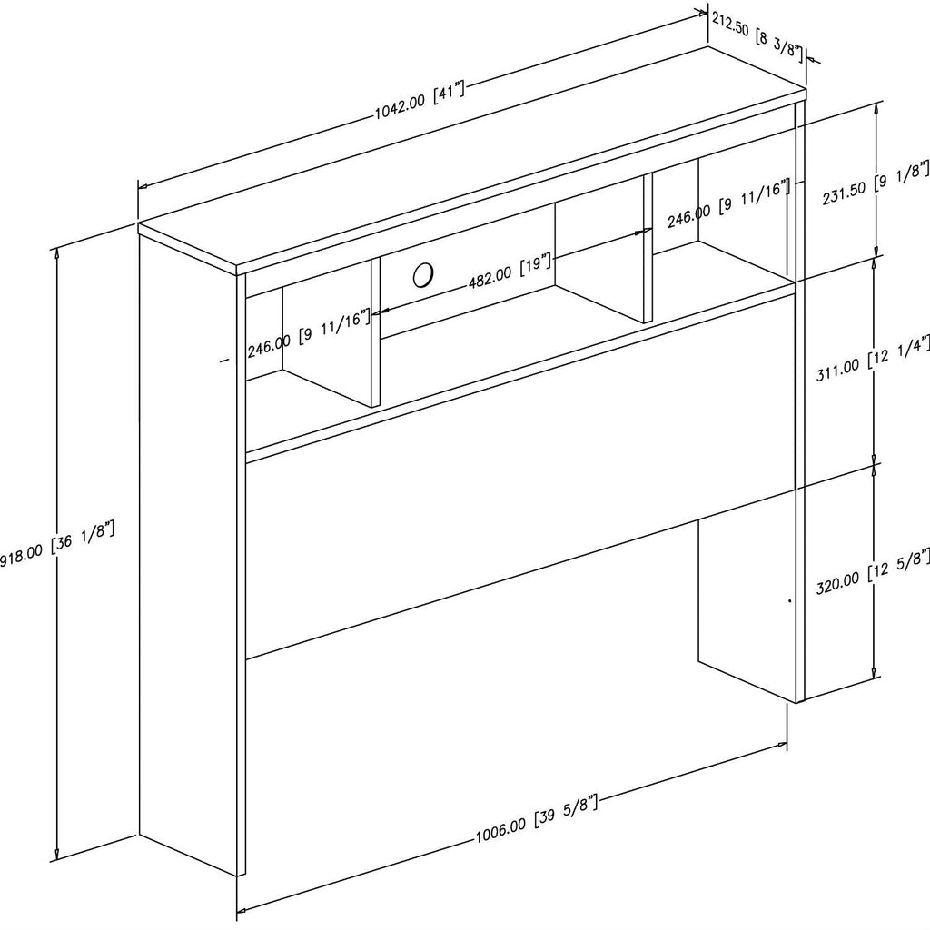 Twin size Modern Bookcase Headboard in White Wood Finish - Deals Kiosk