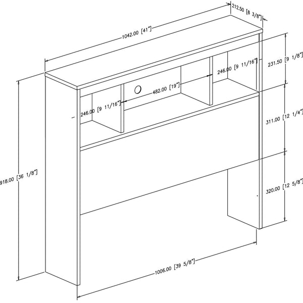 Twin size Modern Bookcase Headboard in White Wood Finish - Deals Kiosk