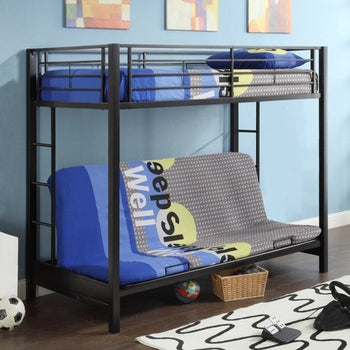 Black Metal Twin over Full-size Futon Bunk Bed Frame - Deals Kiosk