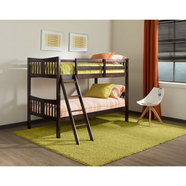 Twin over Twin Solid Wood Bunk Bed in Espresso Finish - Deals Kiosk