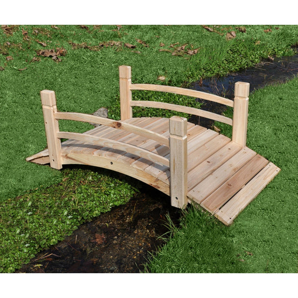 4-Ft Garden Bridge with Rails in Cedar Wood