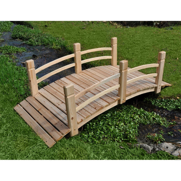 4-Ft Garden Bridge with Rails in Cedar Wood - Deals Kiosk