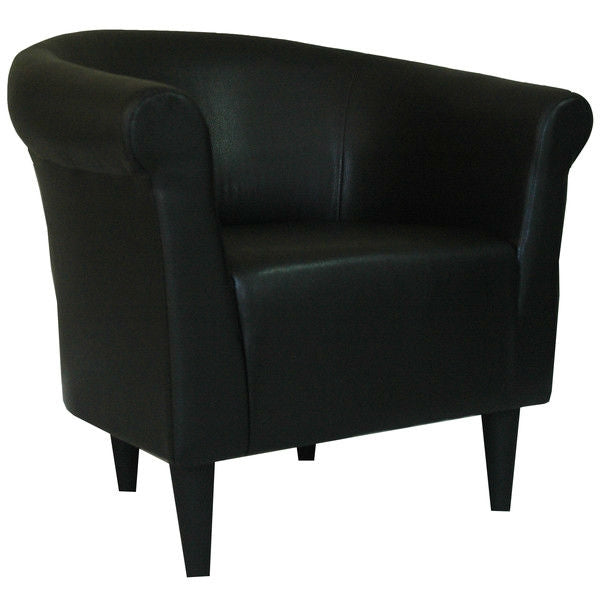 Contemporary Classic Black Faux Leather Upholstered Club Chair - Deals Kiosk