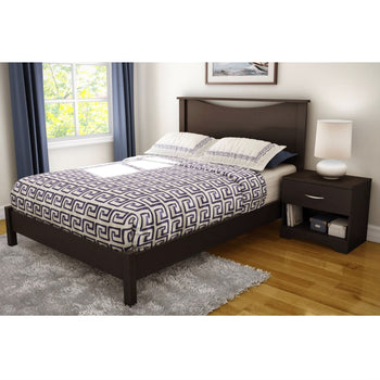 Full size Contemporary Headboard in Chocolate Brown Wood Finish - Deals Kiosk