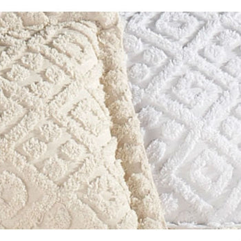 Full size Diamond Pattern Cotton Chenille Bedspread in White - Deals Kiosk