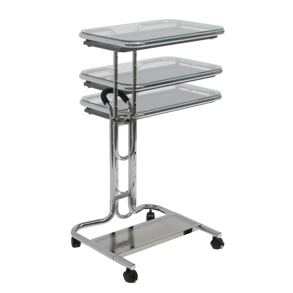 Mobile Laptop Computer Desk Cart with Black Glass Top - Deals Kiosk