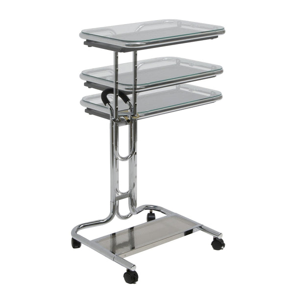 Mobile Laptop Computer Desk Cart with Black Glass Top - Deals Kiosk