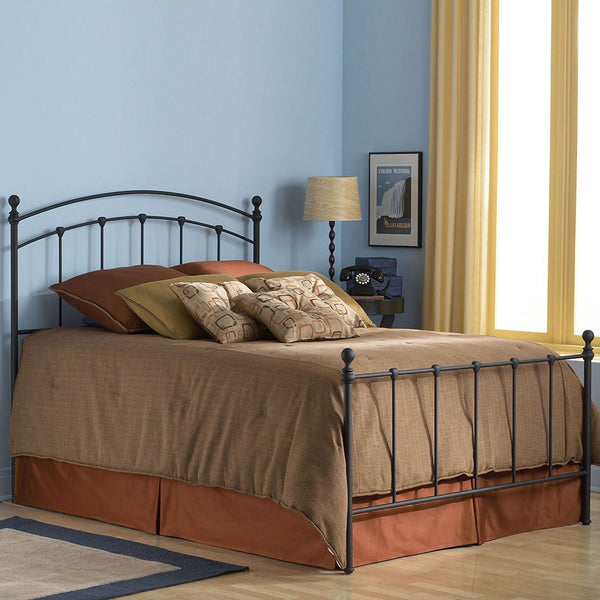 Full Complete Metal Bed Frame with Round Final Posts Headboard and Footboard - Deals Kiosk
