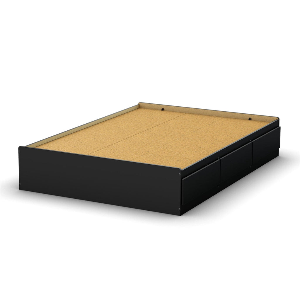 Full size Modern Platform Bed with 3 Storage Drawers in Black - Deals Kiosk