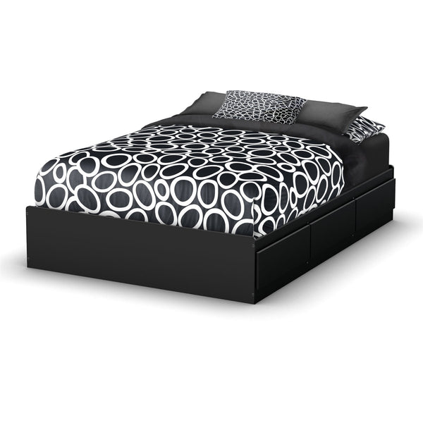 Full size Modern Platform Bed with 3 Storage Drawers in Black - Deals Kiosk